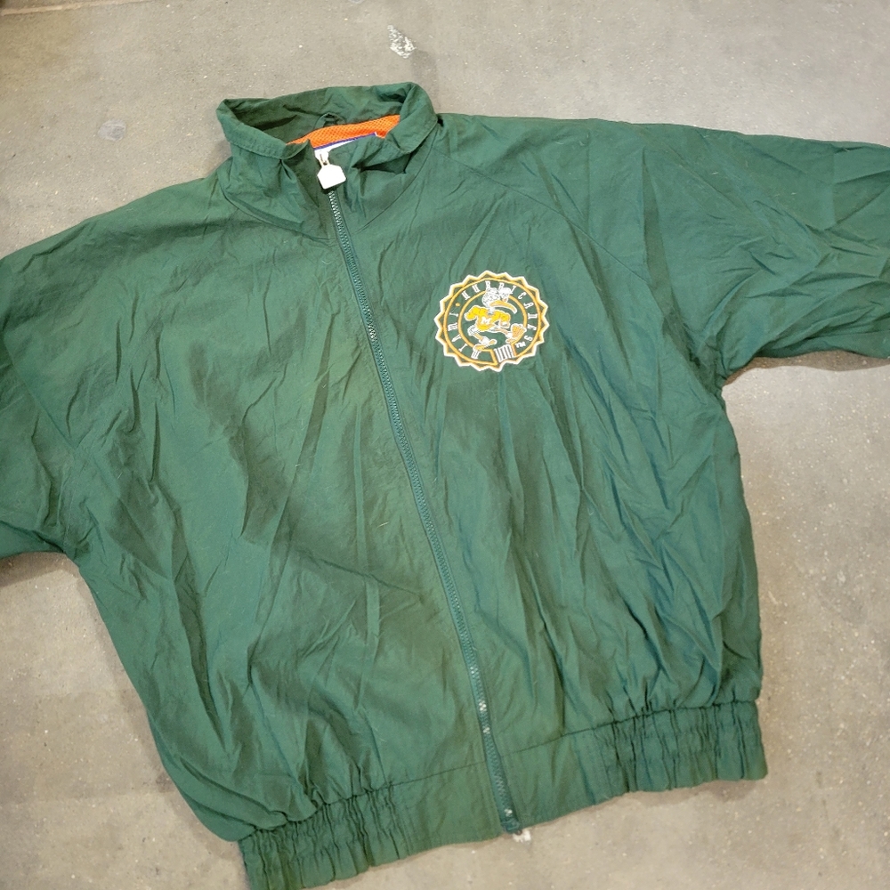 Vintage 90s Miami Hurricanes Football Logo Athletic Large Windbreaker Jacket